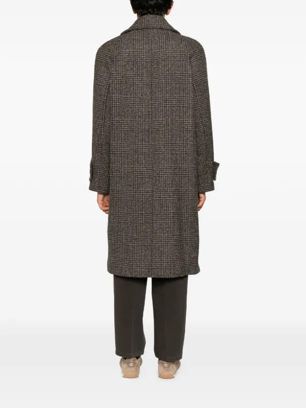 SANDRO Checked double-breasted Coat | Brown | FARFETCH