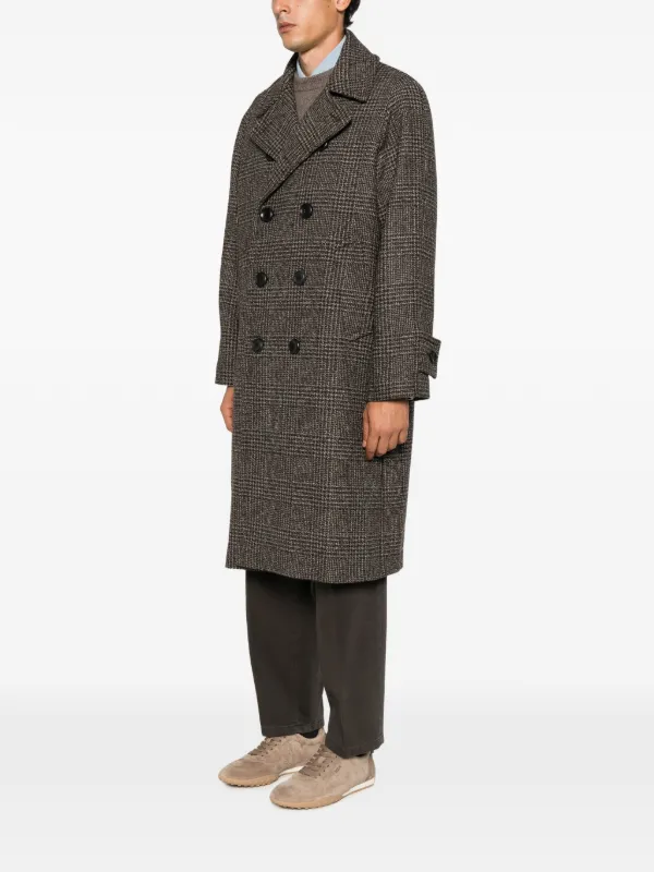 SANDRO Checked double-breasted Coat | Brown | FARFETCH