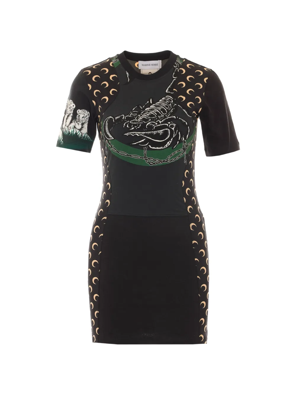 Marine Serre printed asymmetrical dress - Schwarz