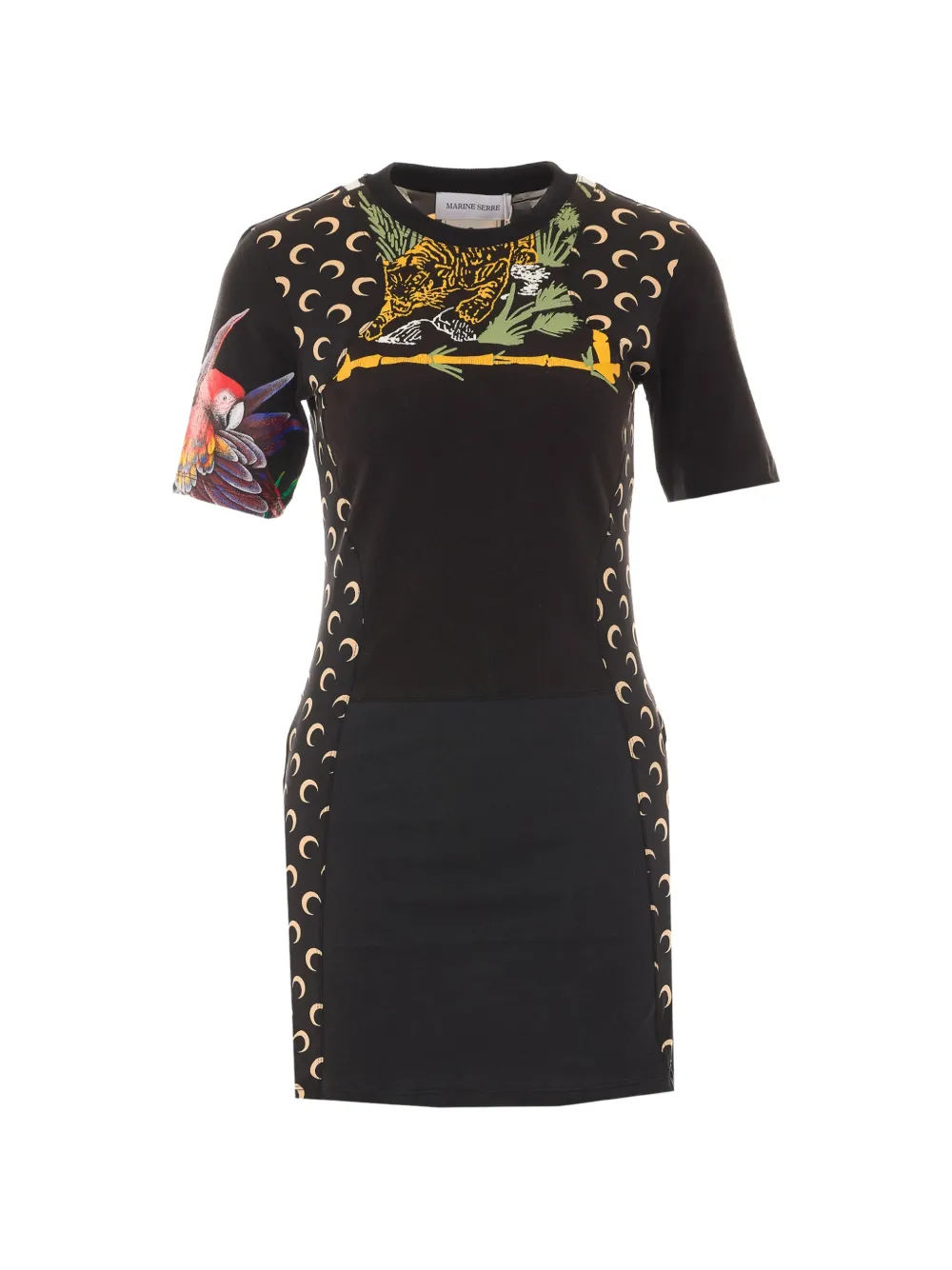 Marine Serre asymmetrical Moon-print dress - Nero