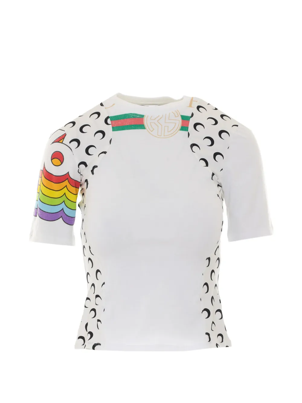 Marine Serre Moon-print panelled T-shirt - Bianco
