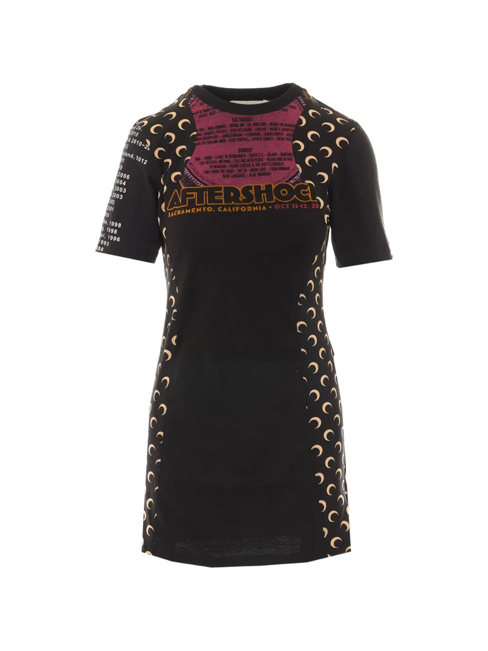 Marine Serre asymmetrical Moon-print dress - Nero