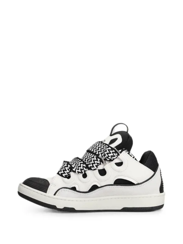 LANVIN Curb スニーカー ブラック ホワイト Lanvin Curb Leather Sneakers | White | FARFETCH