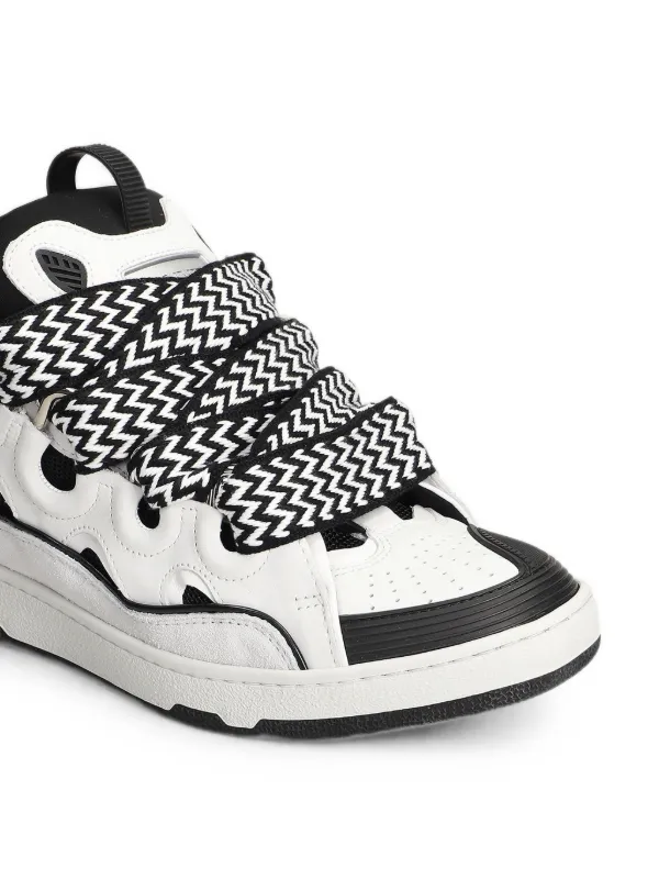 LANVIN ホワイト/ブラック スニーカー Lanvin Curb Leather Sneakers | White | FARFETCH