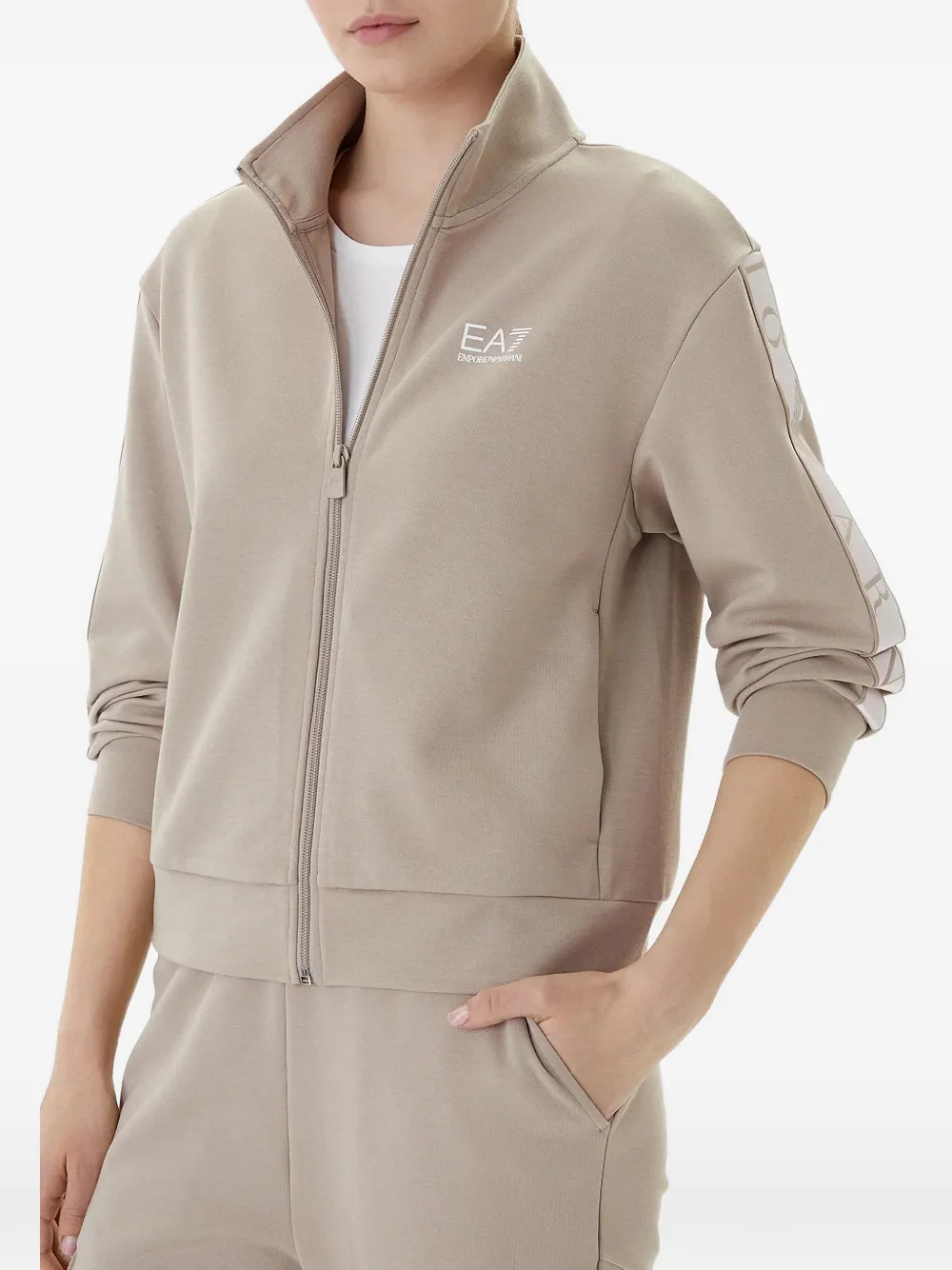 Ea7 Emporio Armani logo-print zip sweatshirt - Nude