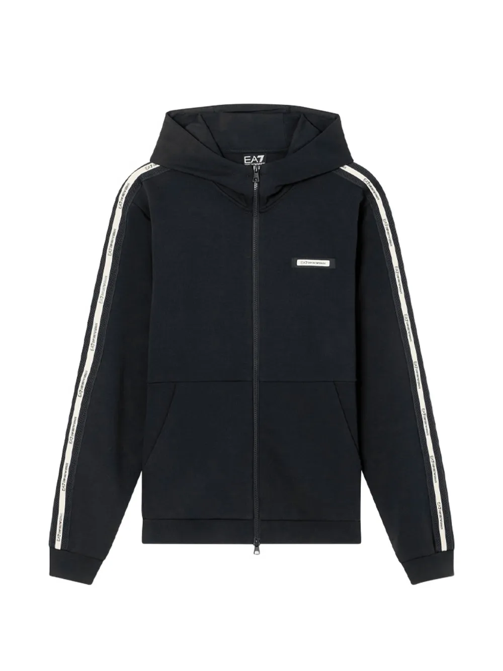 Ea7 Emporio Armani logo-tape zip-up hoodie - Nero