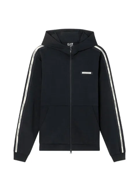 Ea7 Emporio Armani logo-tape zip-up hoodie
