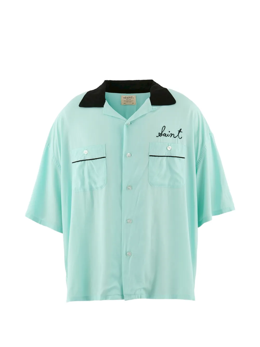 SAINT MXXXXXX embroidered-logo shirt - Blu