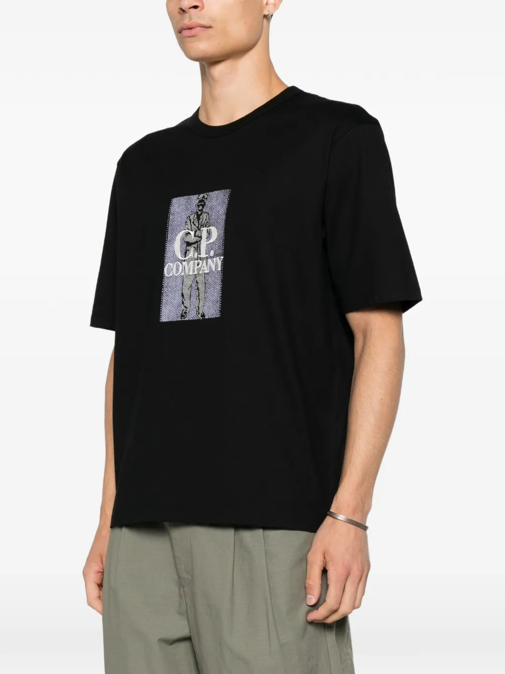 C.P. Company 30 2 gemerceriseerd jersey T-shirt met korte mouwen en logo Zwart