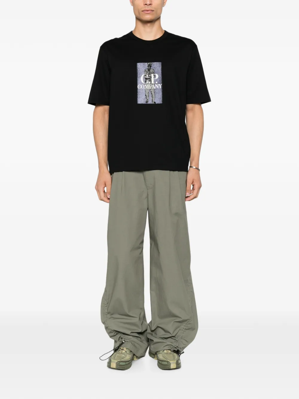 C.P. Company 30 2 gemerceriseerd jersey T-shirt met korte mouwen en logo Zwart