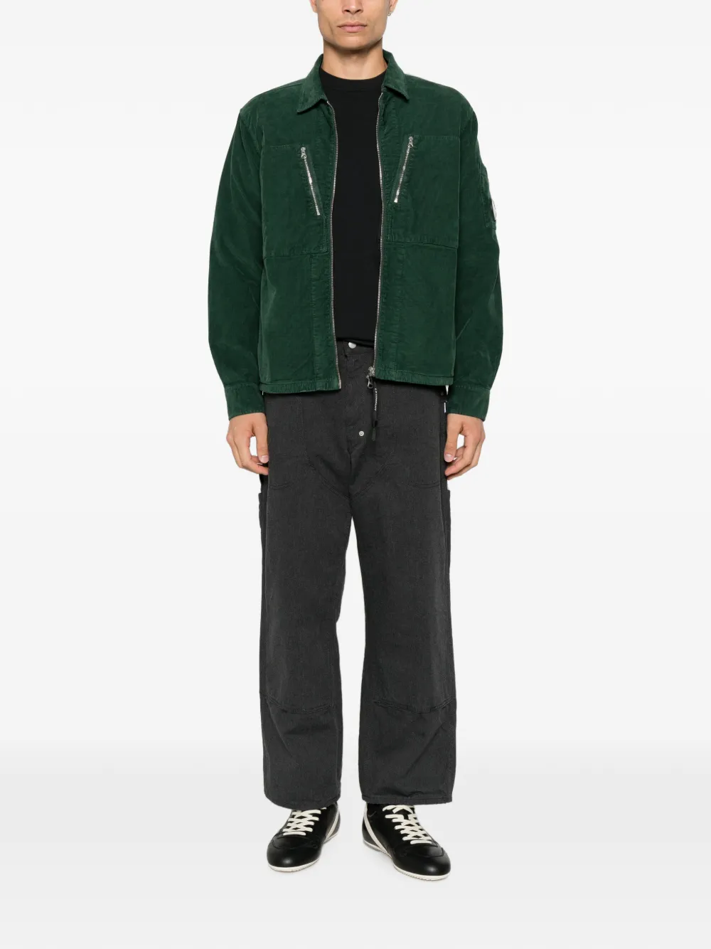C.P. Company Ribfluwelen Lens shirtjack met rits Groen