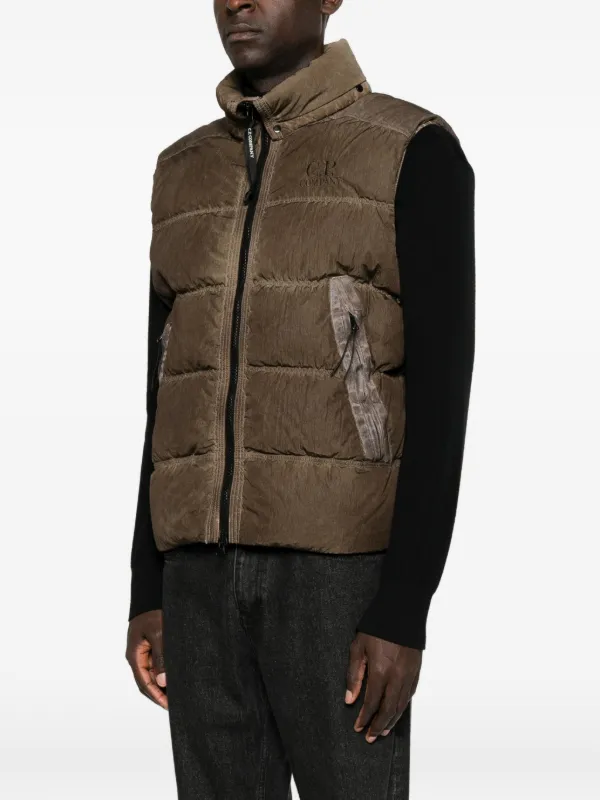 C.P. Company Eco-Chrome R Mixed Down Gilet | Brown | FARFETCH