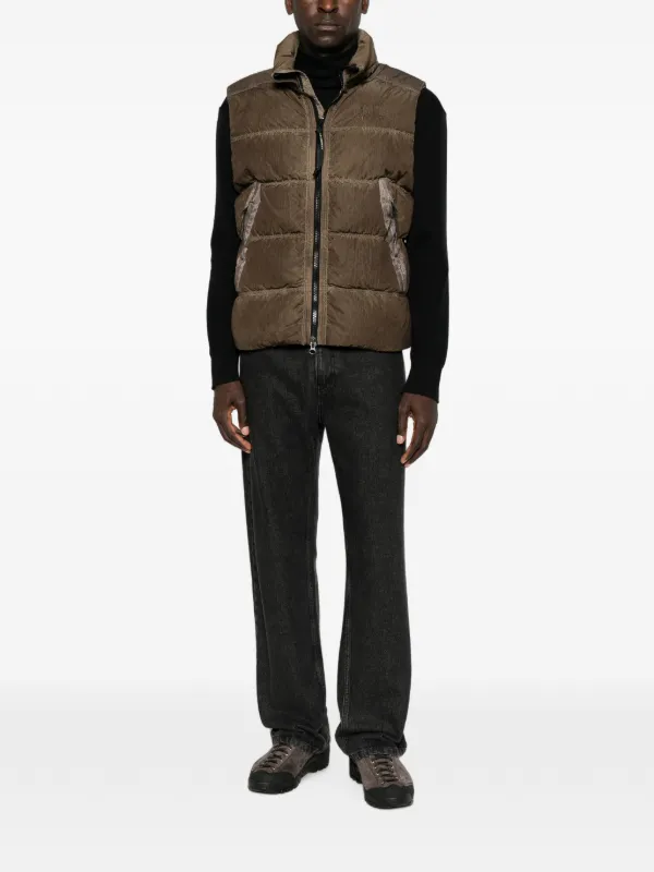 C.P. Company Eco-Chrome R Mixed Down Gilet | Brown | FARFETCH