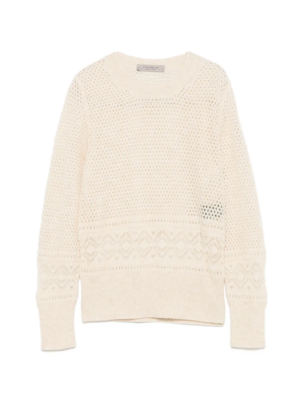 D.Exterior open-knit pointelle-trim sweater - Nude