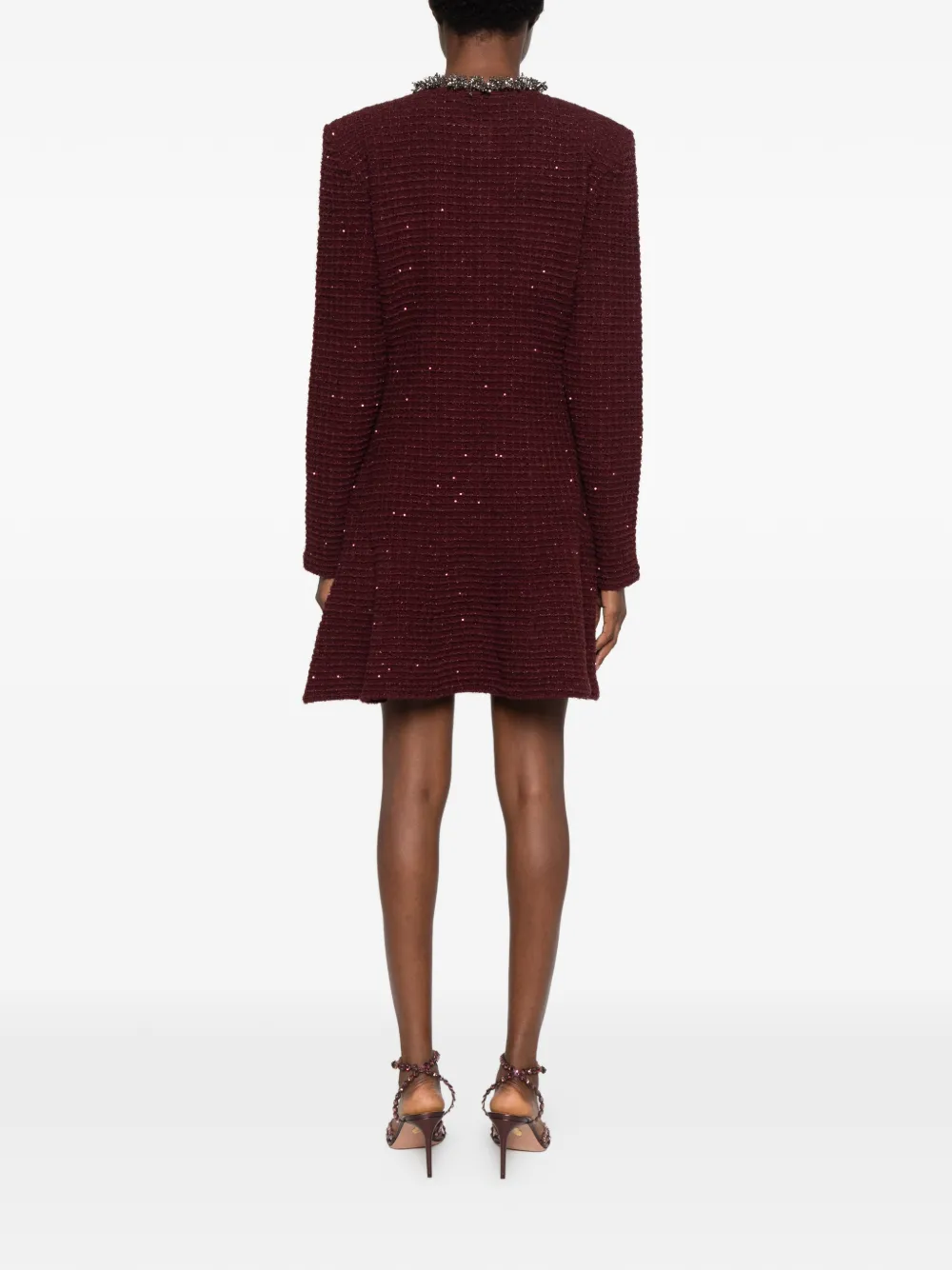Self-Portrait embellished boucle mini dress Rood