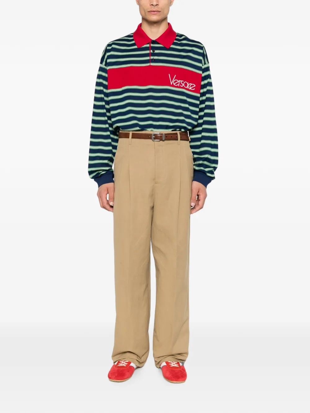 Versace Gestreept poloshirt Blauw
