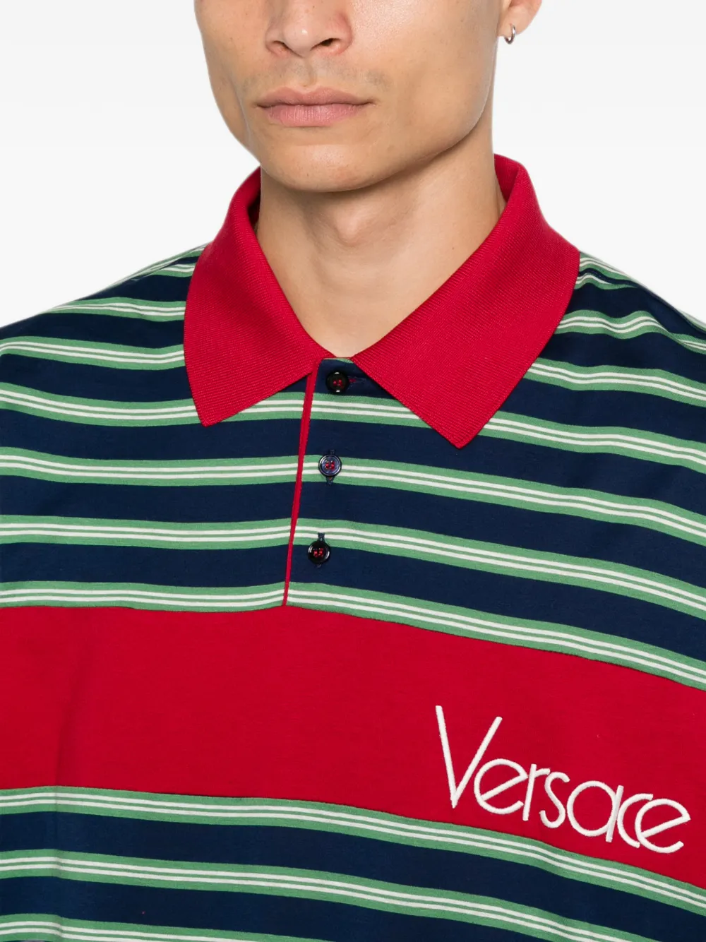 Versace Gestreept poloshirt Blauw