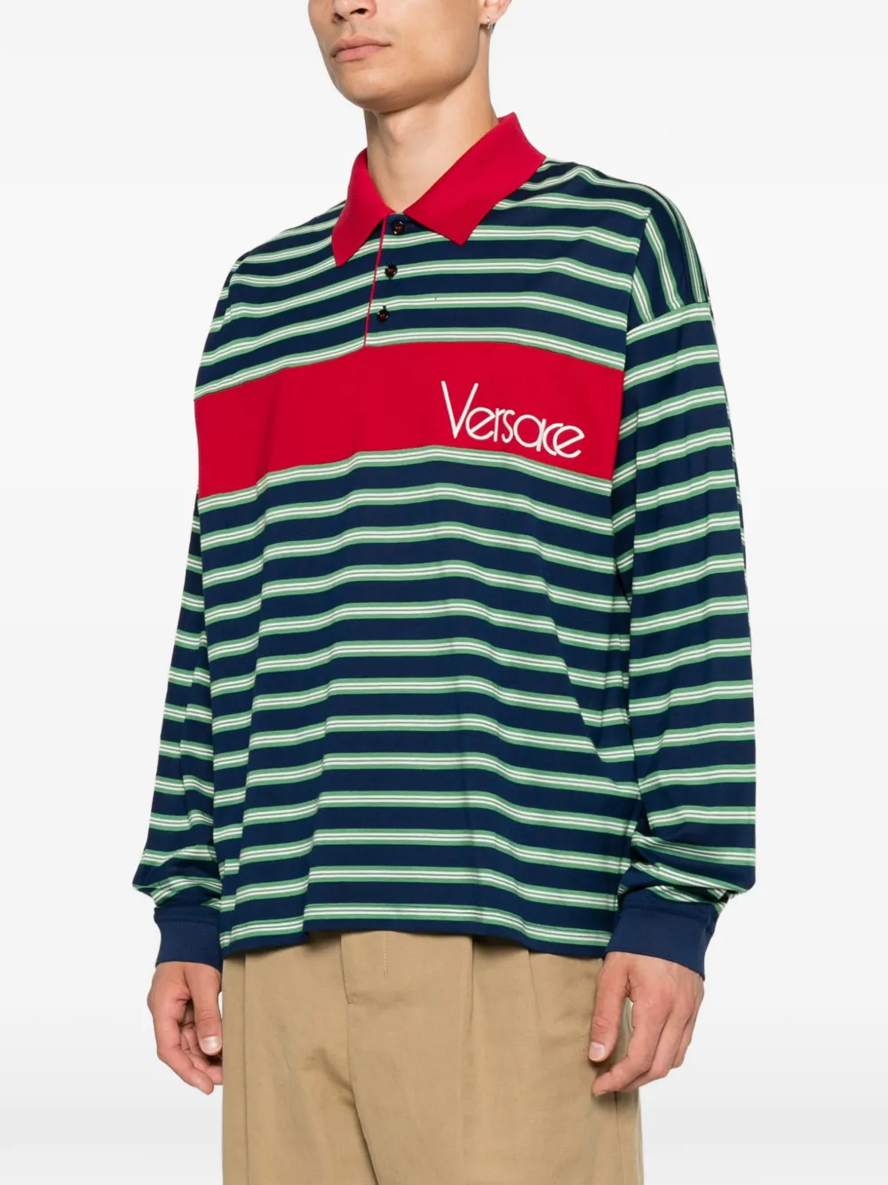 Versace Gestreept poloshirt Blauw