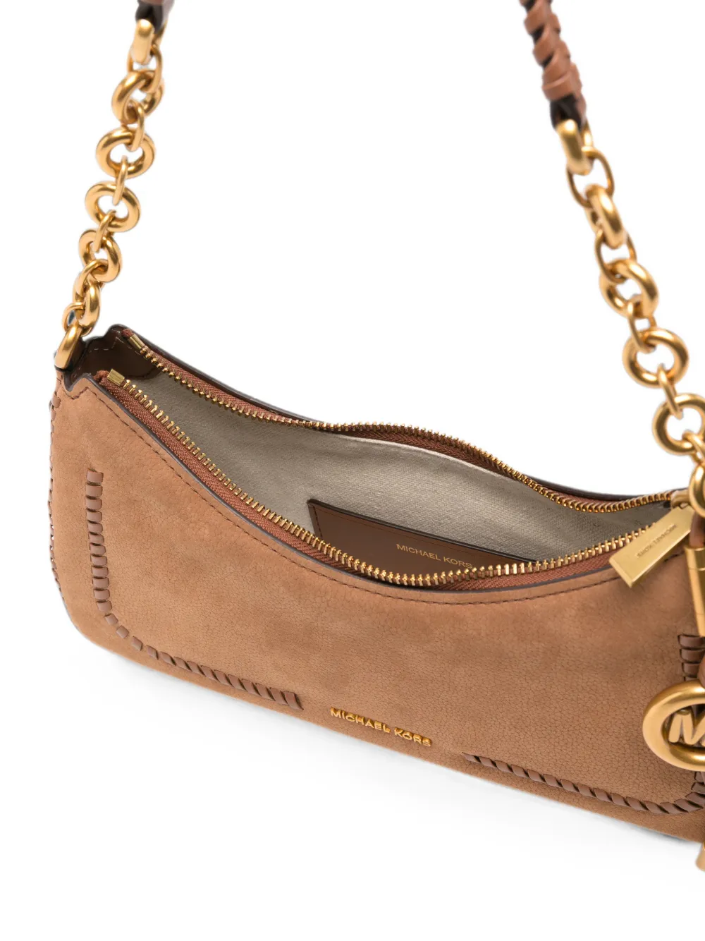 Michael Kors Schoudertas met kettinghengsel en afwerking Bruin