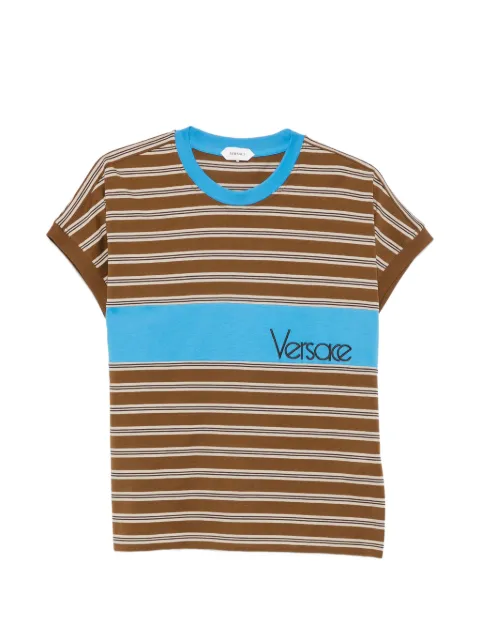 Versace logo-embroidered striped T-shirt