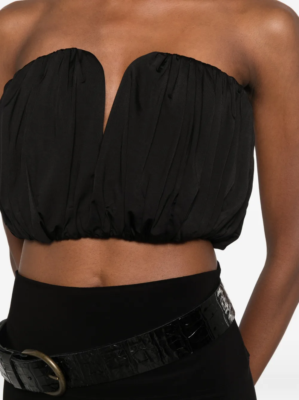 Self-Portrait ruched strapless top Zwart