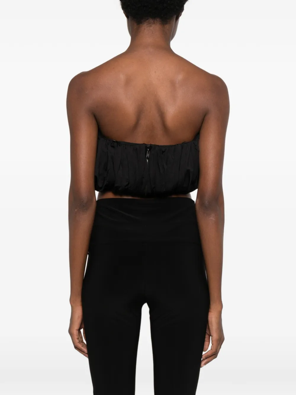 Self-Portrait ruched strapless top Zwart