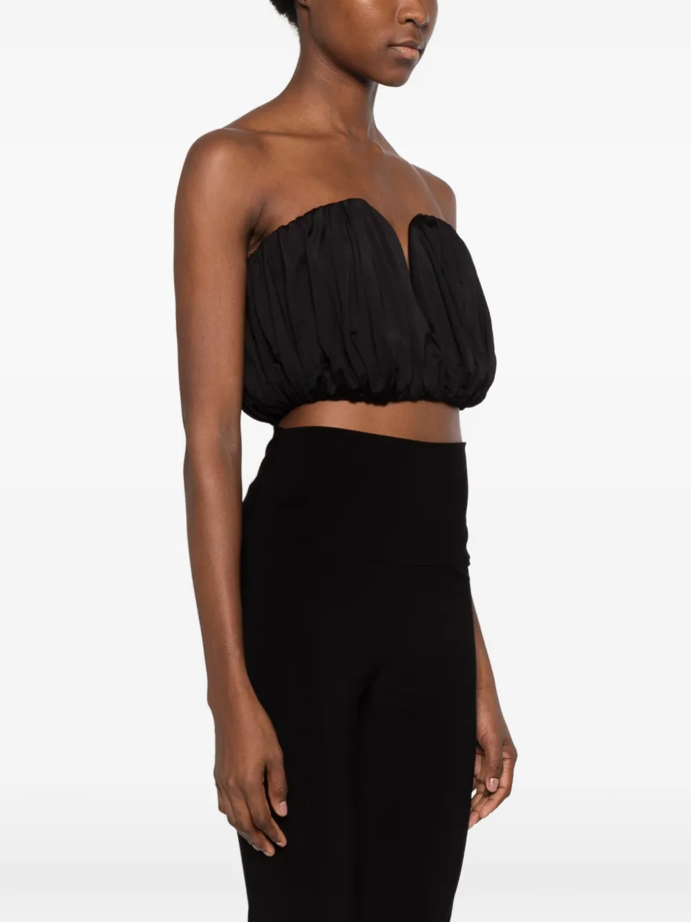 Self-Portrait ruched strapless top Zwart