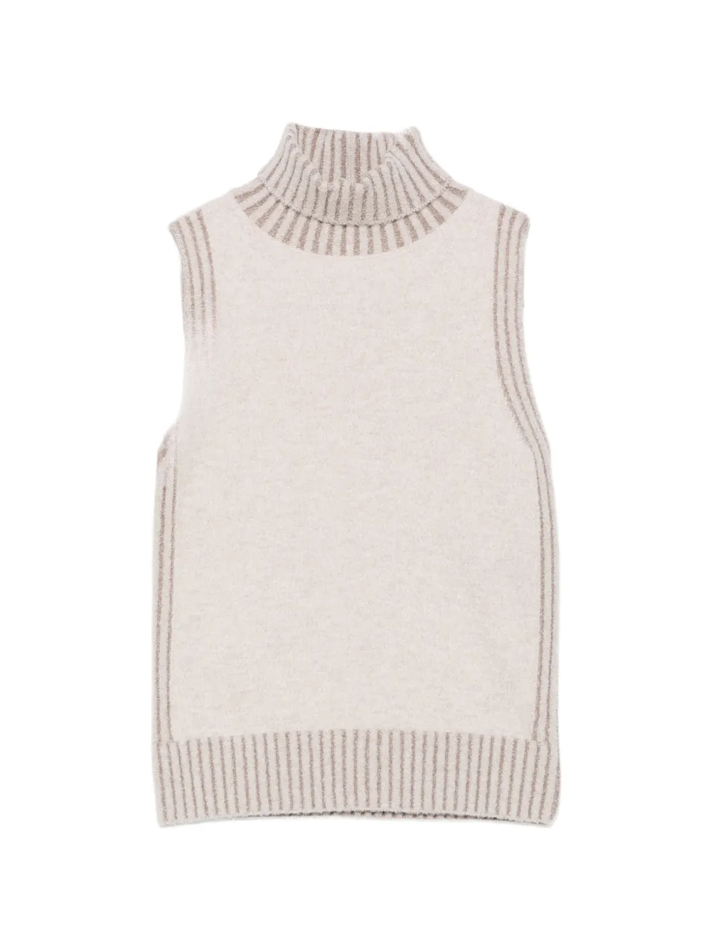 D.Exterior ribbed-trim roll-neck sleveeless sweater - Toni neutri