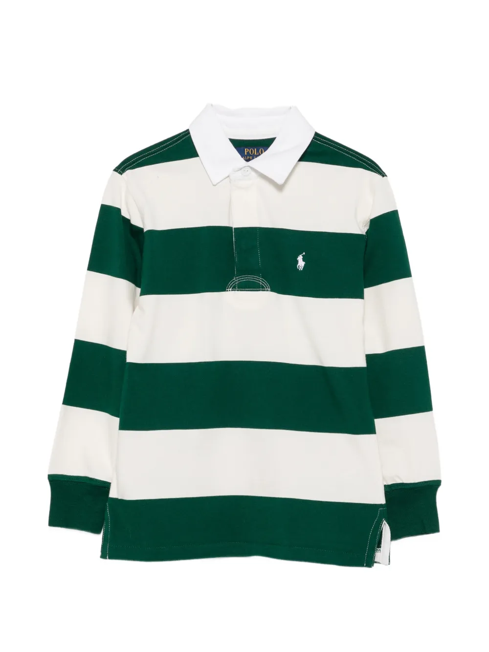 POLO RALPH LAUREN KIDS striped long-sleeve polo shirt - Verde
