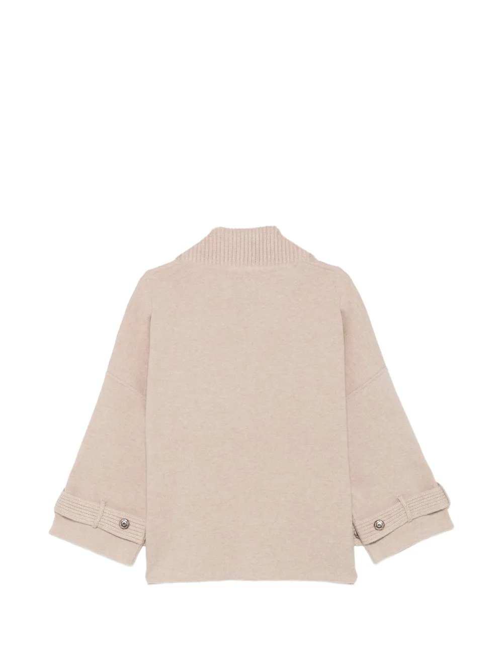 D.Exterior Vest met knopen en geribbelde kraag Beige