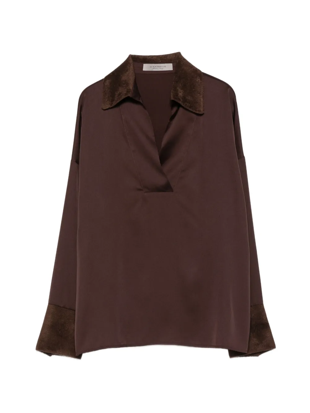 D.Exterior T-shirt girocollo con rifinitura a contrasto - Marrone
