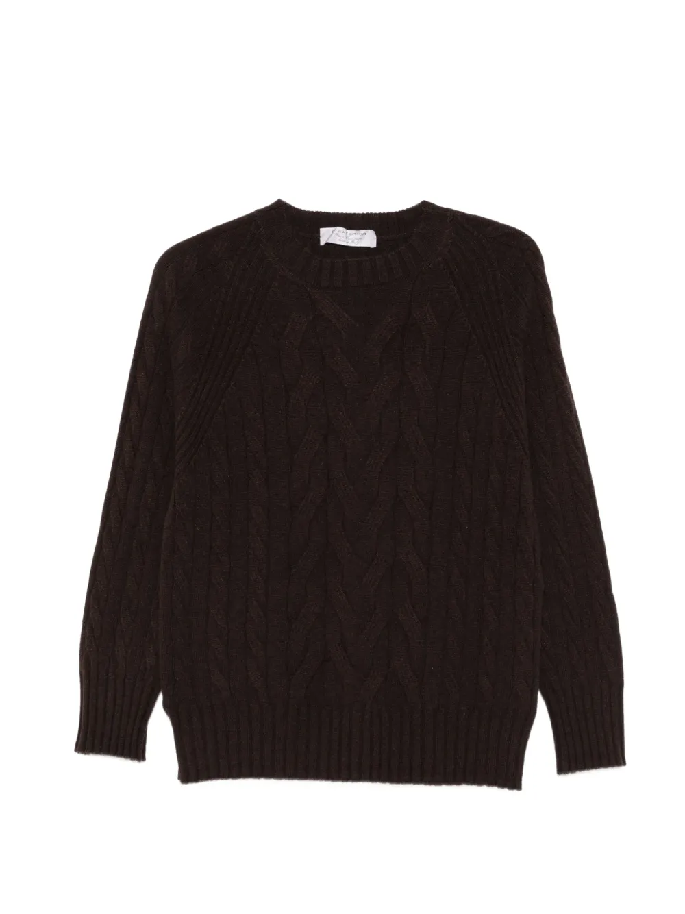 D.Exterior cable-knit raglan-sleeve sweater - Marron D.Exterior cable-knit raglan-sleeve sweater - Marron
