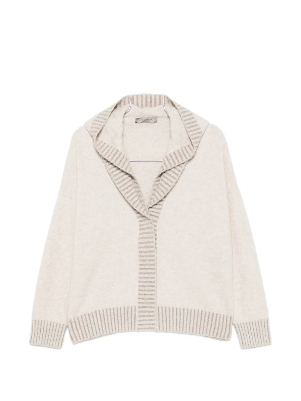 D.Exterior ribbed-trim cardigan - Nude