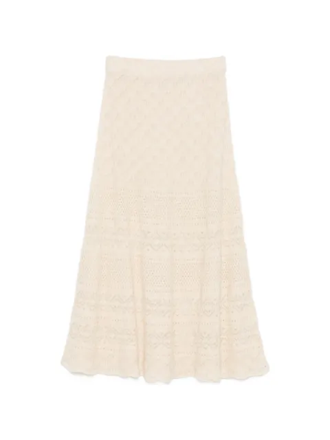 D.Exterior pointelle-knit flared skirt