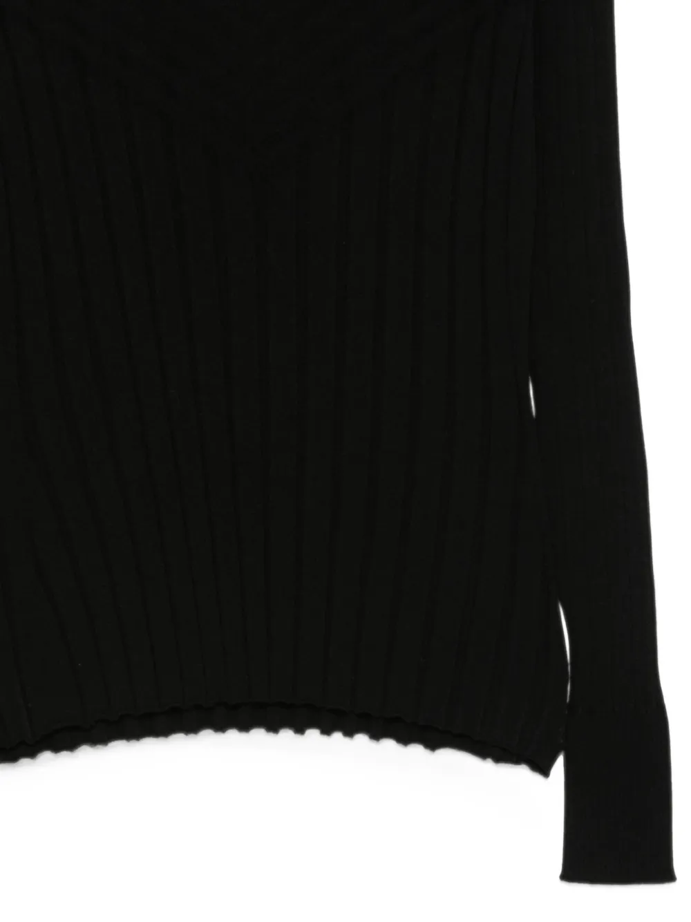 D.Exterior cold-shoulder ribbed sweater Zwart