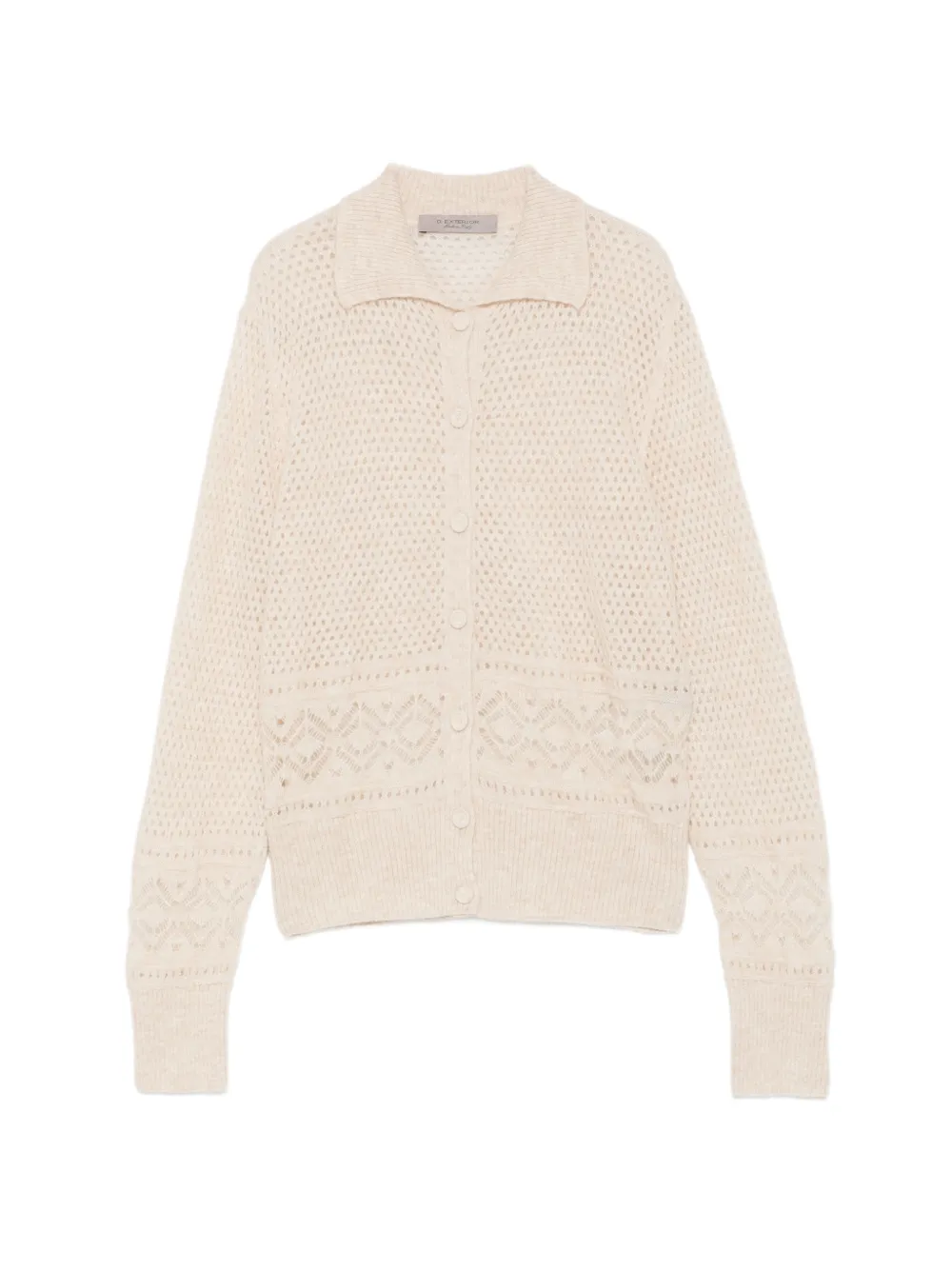 D.Exterior pointelle-knit spread-collar cardigan - Tons neutres