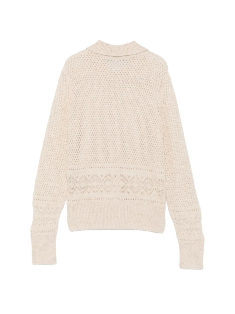D.Exterior Pointelle gebreid vest met gespreide kraag Beige