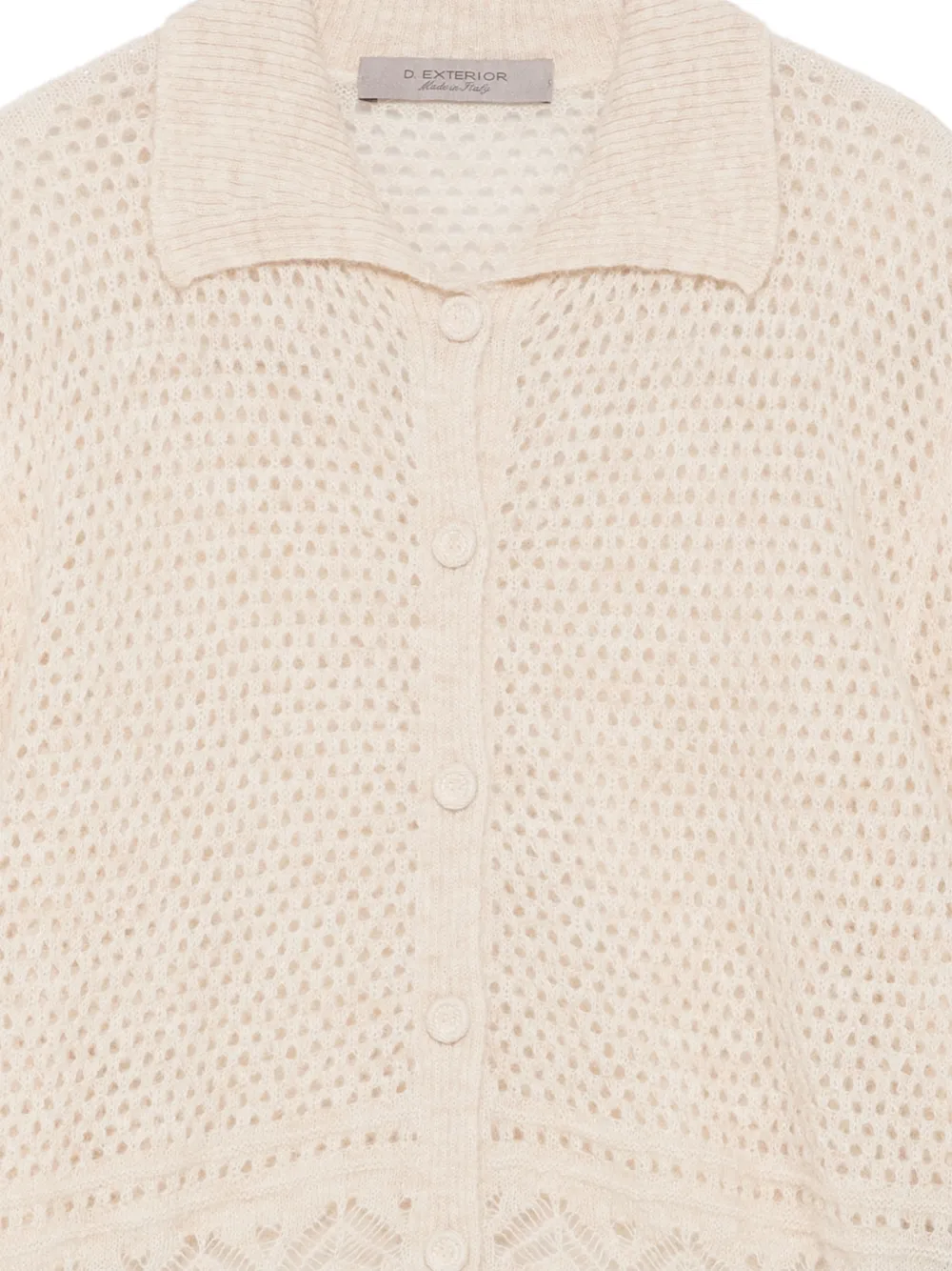 D.Exterior Pointelle gebreid vest met gespreide kraag Beige
