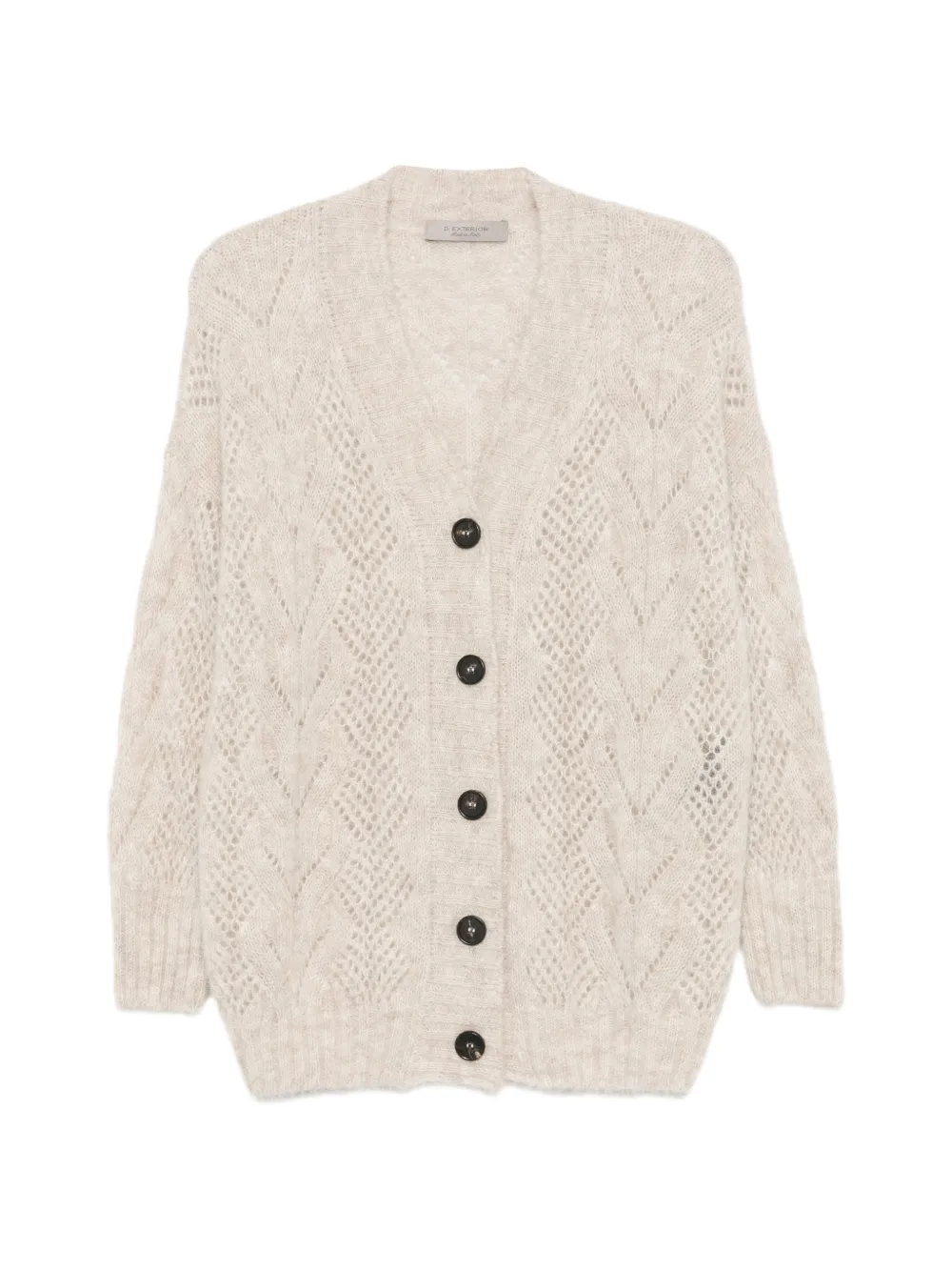 D.Exterior open-knit button-up cardigan - Toni neutri