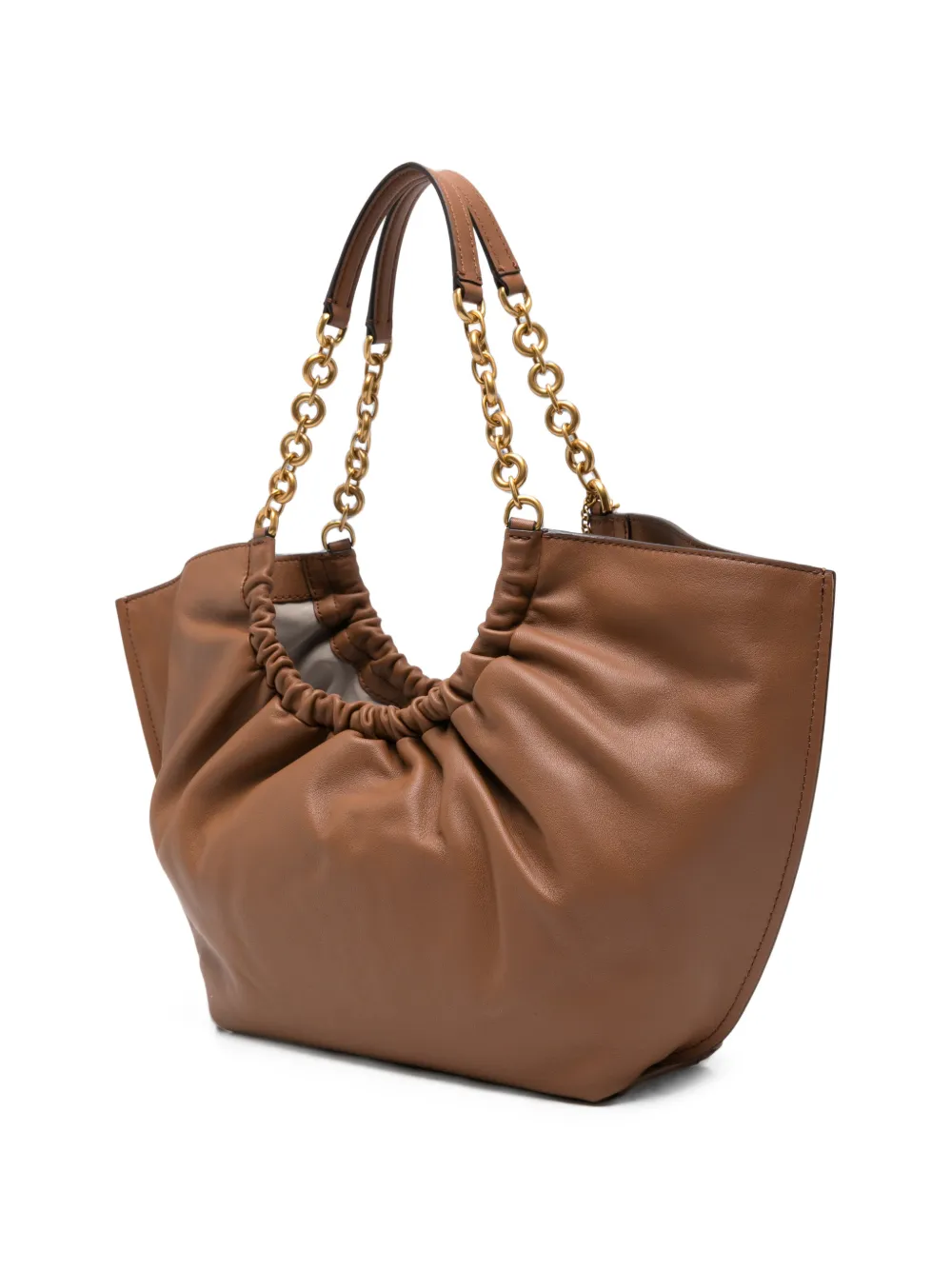 Michael Kors Indie Cinch kleine schoudertas met schakelketting Bruin