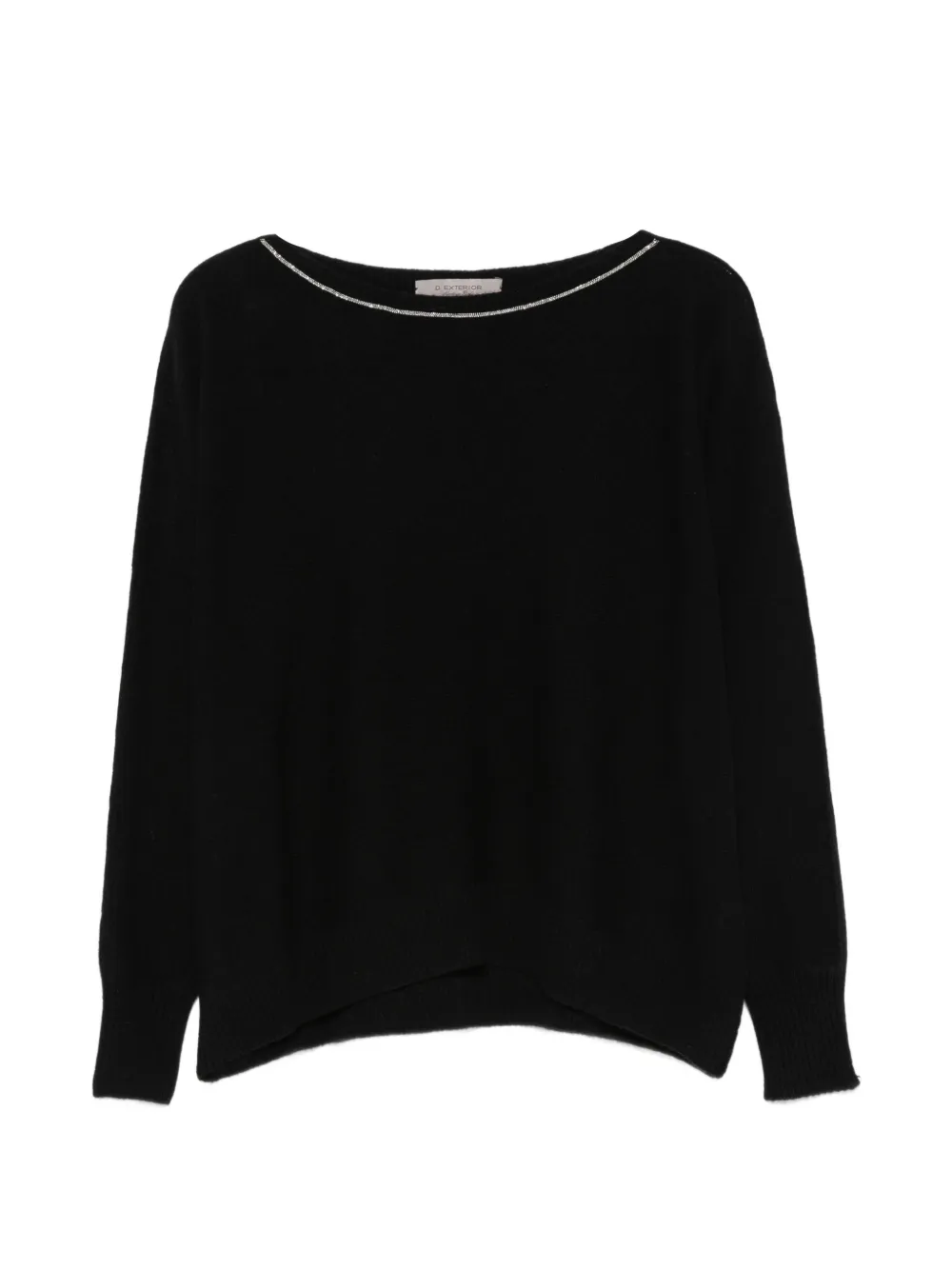 D.Exterior embellished-neck sweater Zwart