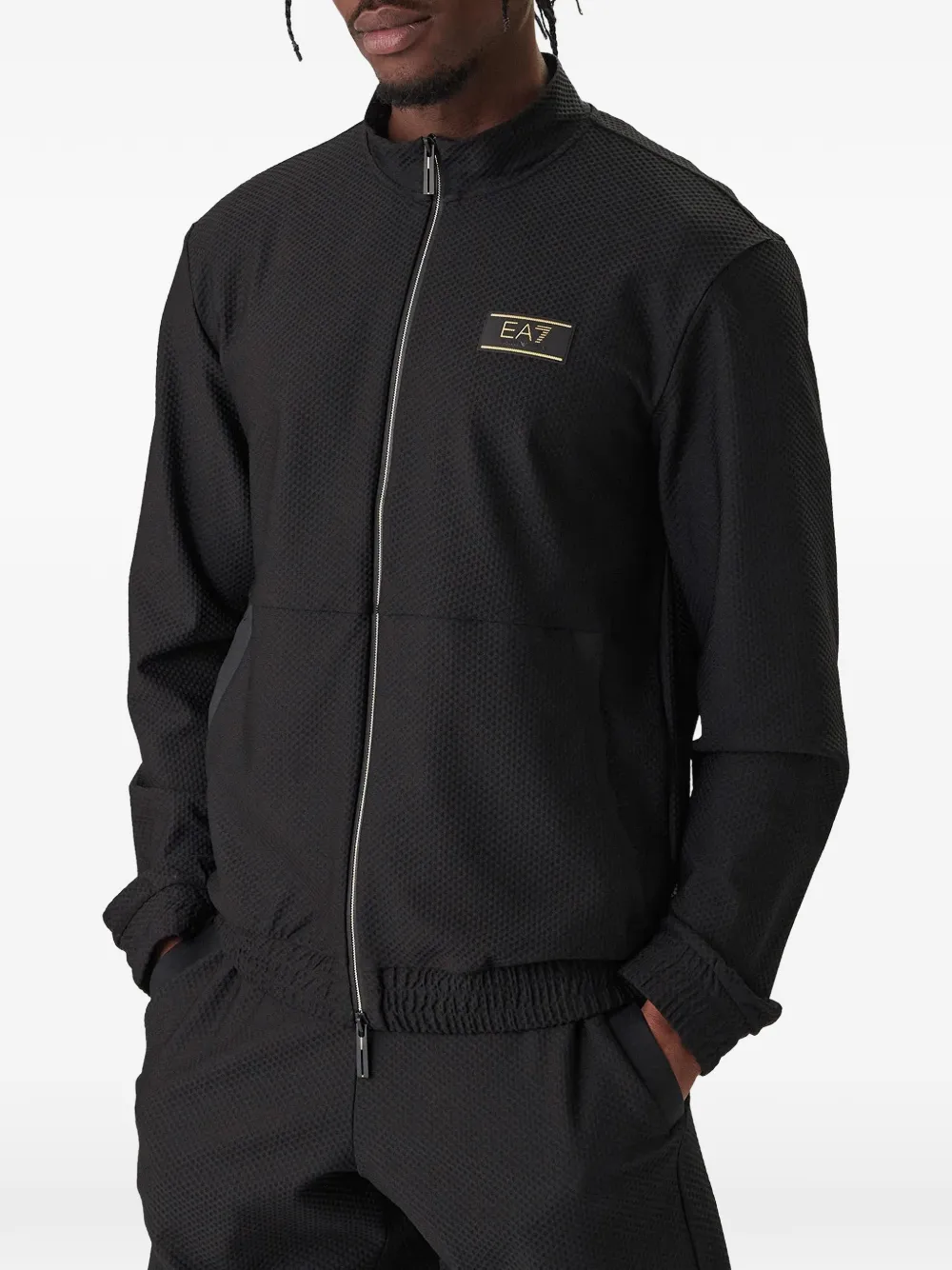 Ea7 Emporio Armani logo-patch zip sweatshirt - Schwarz