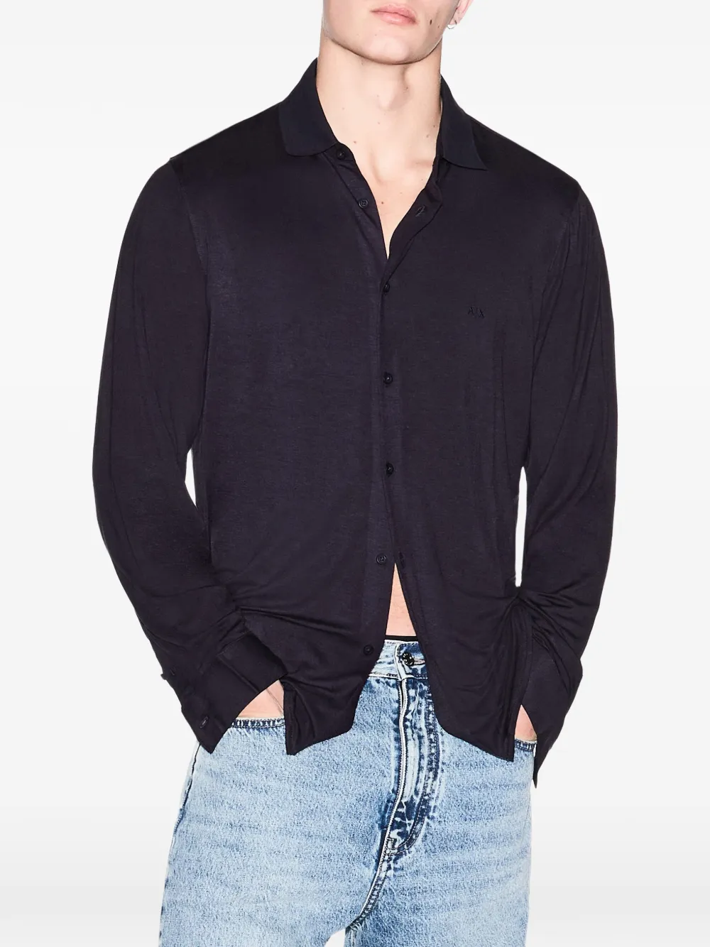 Armani Exchange Overhemd met geborduurd logo Blauw