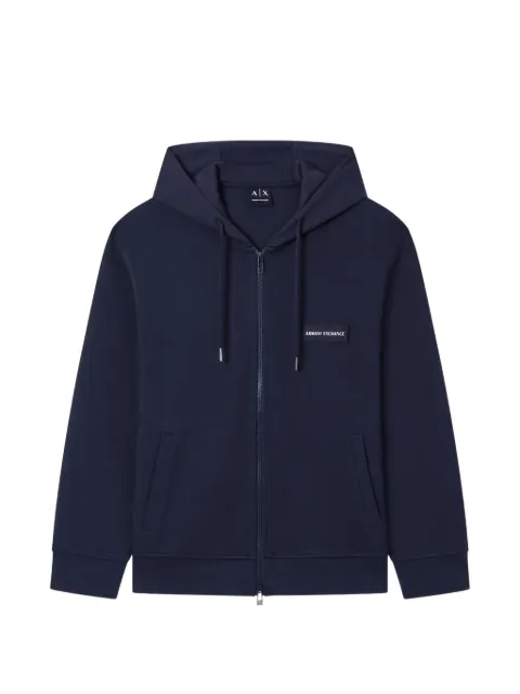 Armani Exchange logo-patch zip-up hoodie