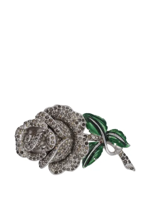 Vintage rose crystal-embellished brooch