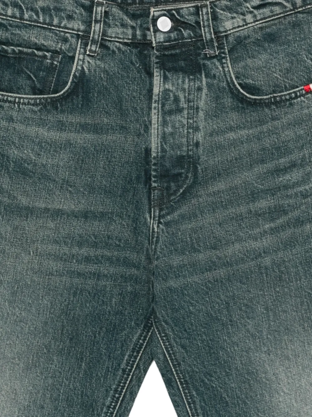 AMISH Jeremiah washed distressed straight-leg jeans Blauw