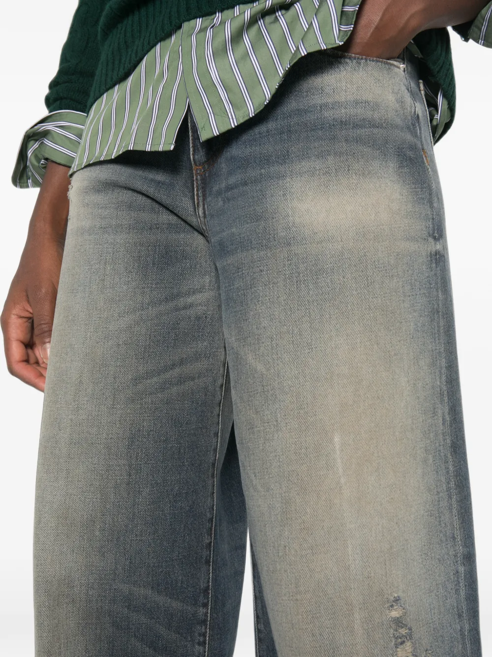 Nine In The Morning Jeans met wijde pijpen Blauw