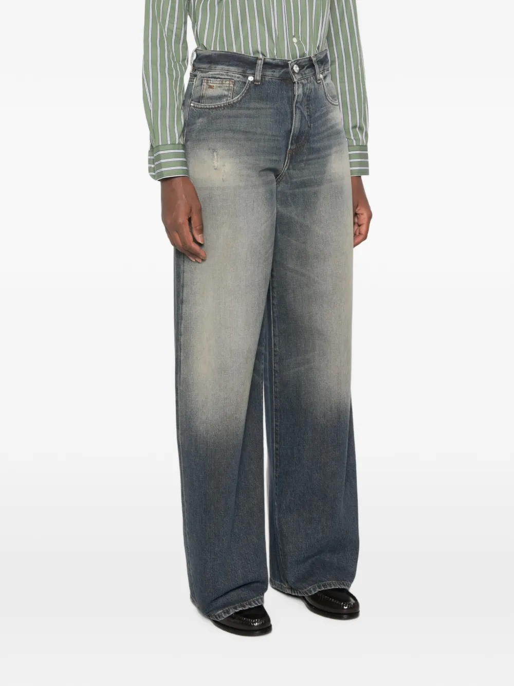 Nine In The Morning Jeans met wijde pijpen Blauw