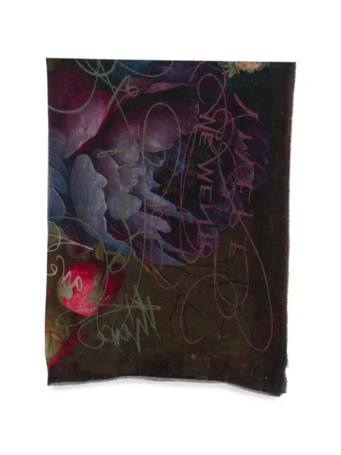 Faliero Sarti Memento floral-print frayed-edge scarf