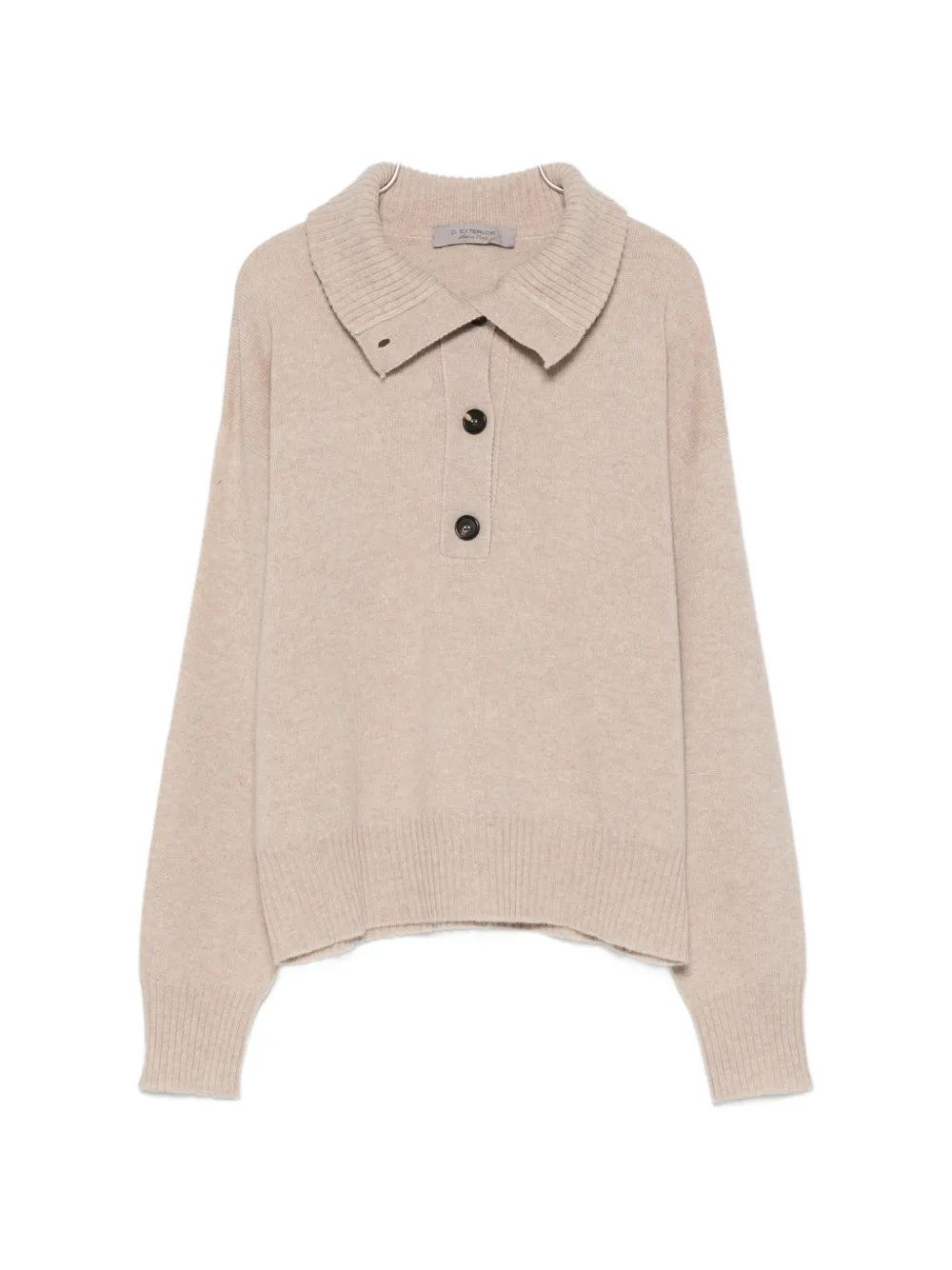 D.Exterior button-down polo-collar sweater - Toni neutri